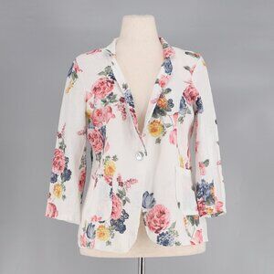 Italian Style 100% Linen Floral Blazer Size M